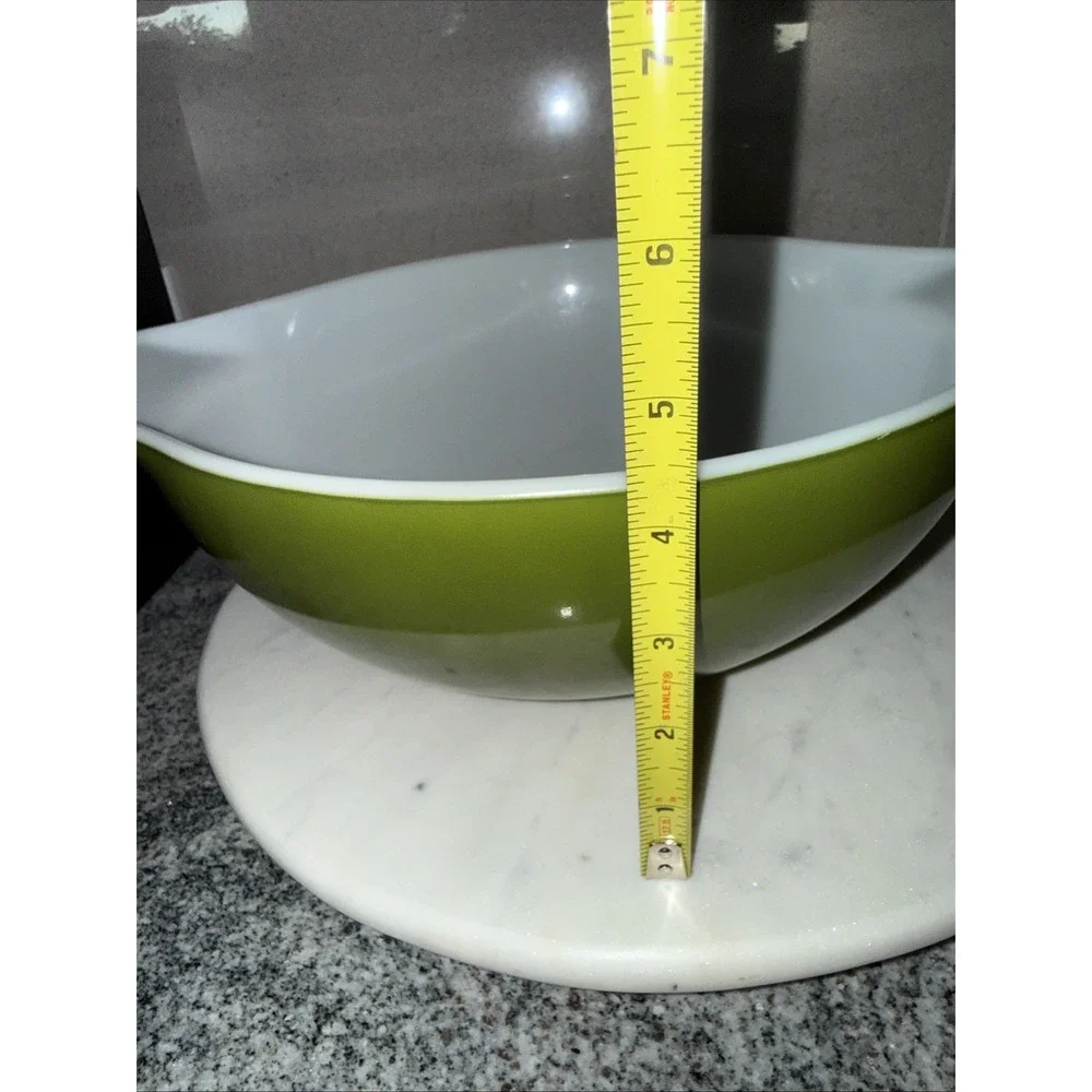 Vintage Pyrex Green 4 Quart #444 Cinderella Mixing Bowl W Glass Lid